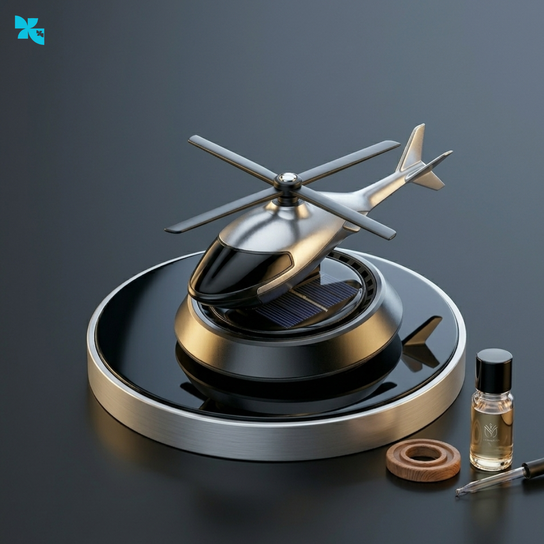 KOVE — Solar Helicopter Car Air Freshener with Refill – Luxury Dashboard Perfume Decor