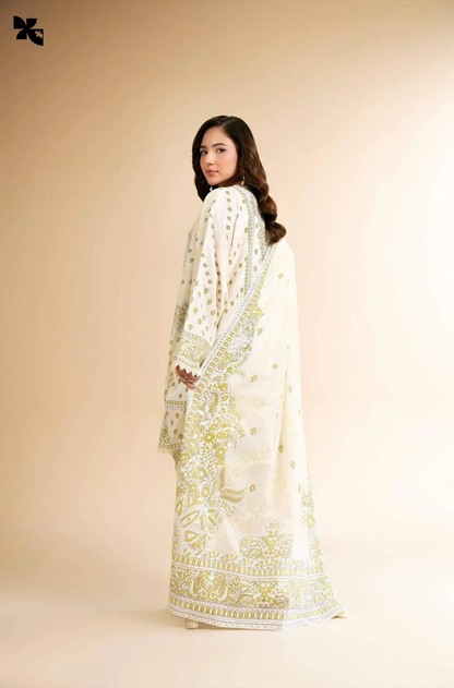 KOVE - White Printed Lawn 3-Piece Suit for Women | Elegant Summer Collection