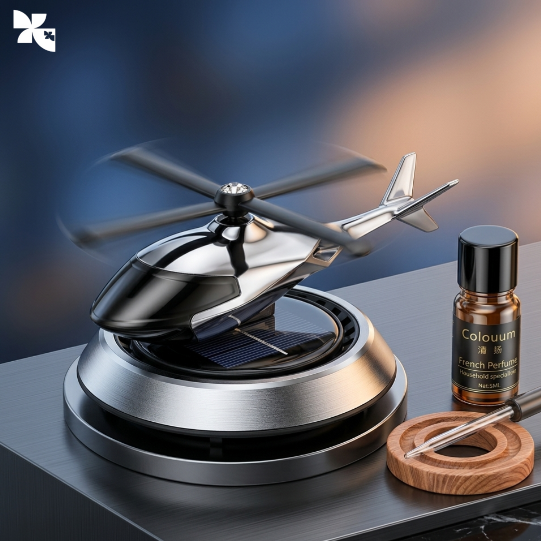 KOVE — Solar Helicopter Car Air Freshener with Refill – Luxury Dashboard Perfume Decor