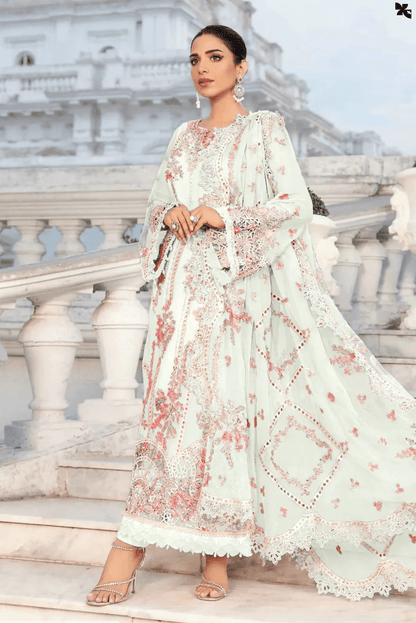 KOVE - 3 Pcs Women's Unstitched White Embroidered Lawn Suit
