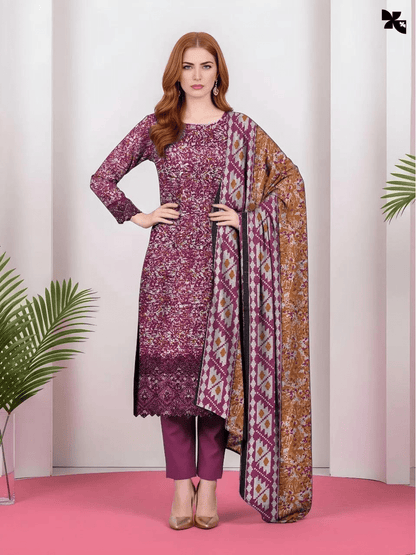 KOVE - Designer 3-Piece Khaddar Suit - Pink Gold Wedding & Formal Wear - KOVE