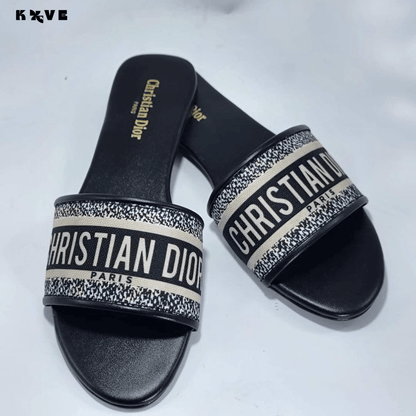 KOVE - Women's Black Casual Synthetic Leather Slides - KOVE