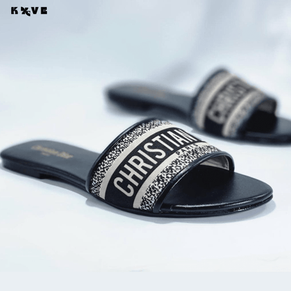 KOVE - Women's Black Casual Synthetic Leather Slides - KOVE